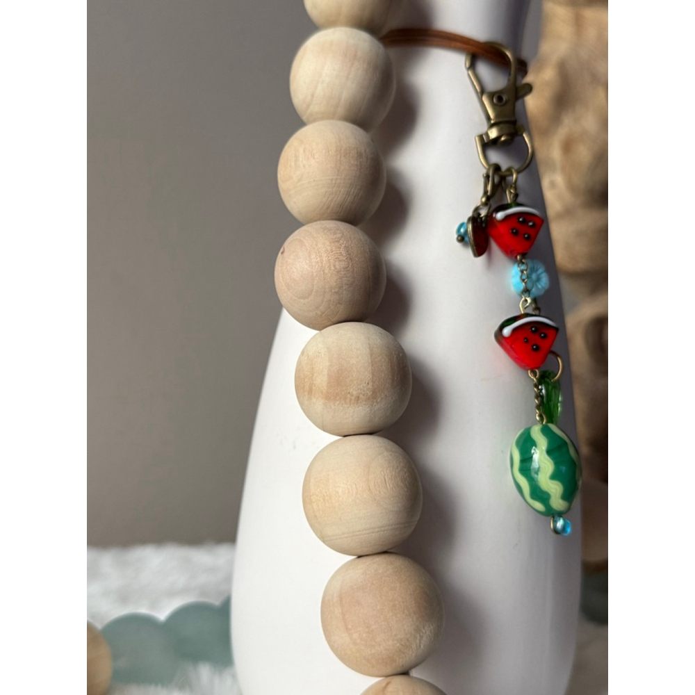 Watermelon Charm Keychain/zipper pull/bag flair Red/Green - Picture 3 of 3